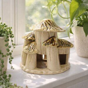 Vintage Mushroom Cottage Ceramic Tea Light Holder Fairycore Decor Made in Japan